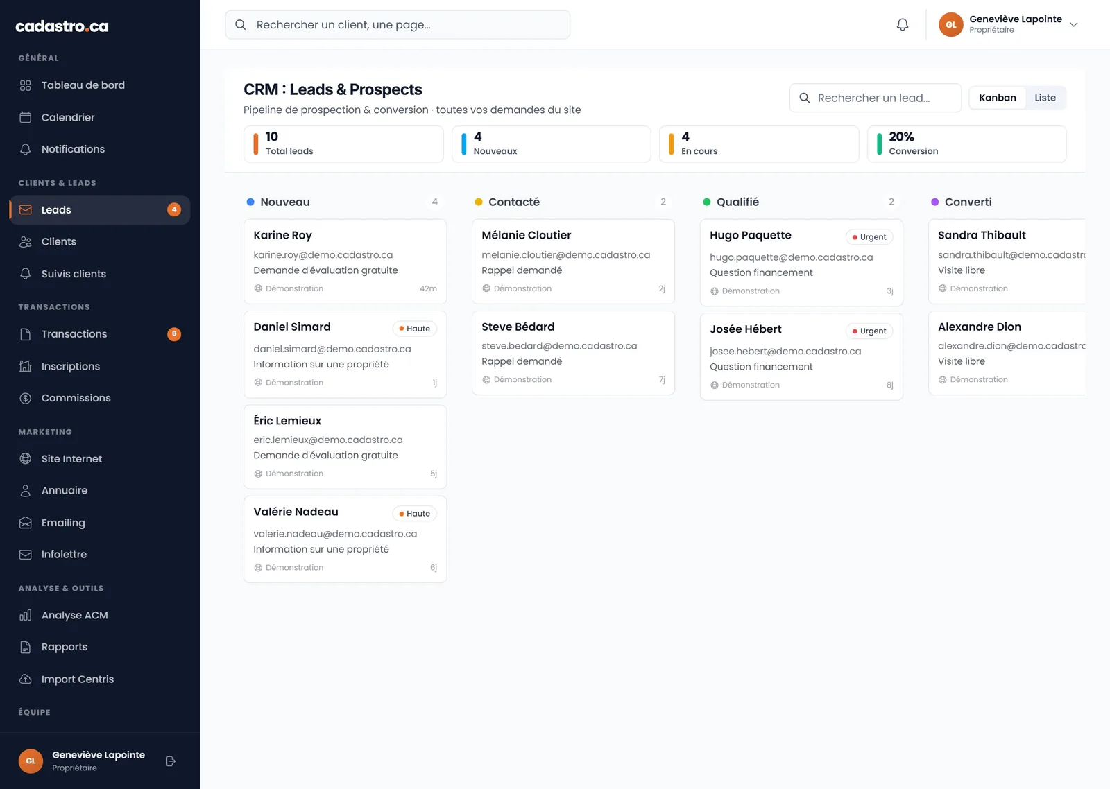 Aperçu : CRM et leads