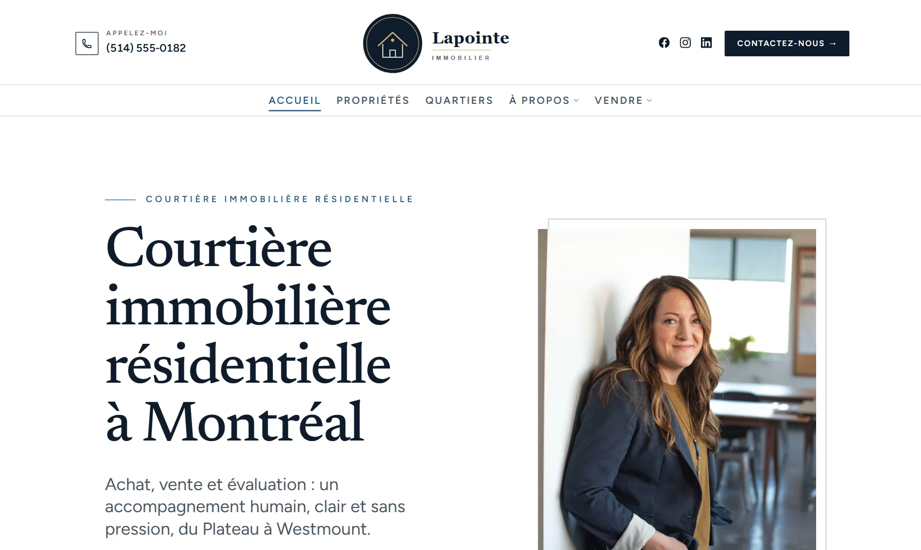 Site de courtier — design Signature prestige