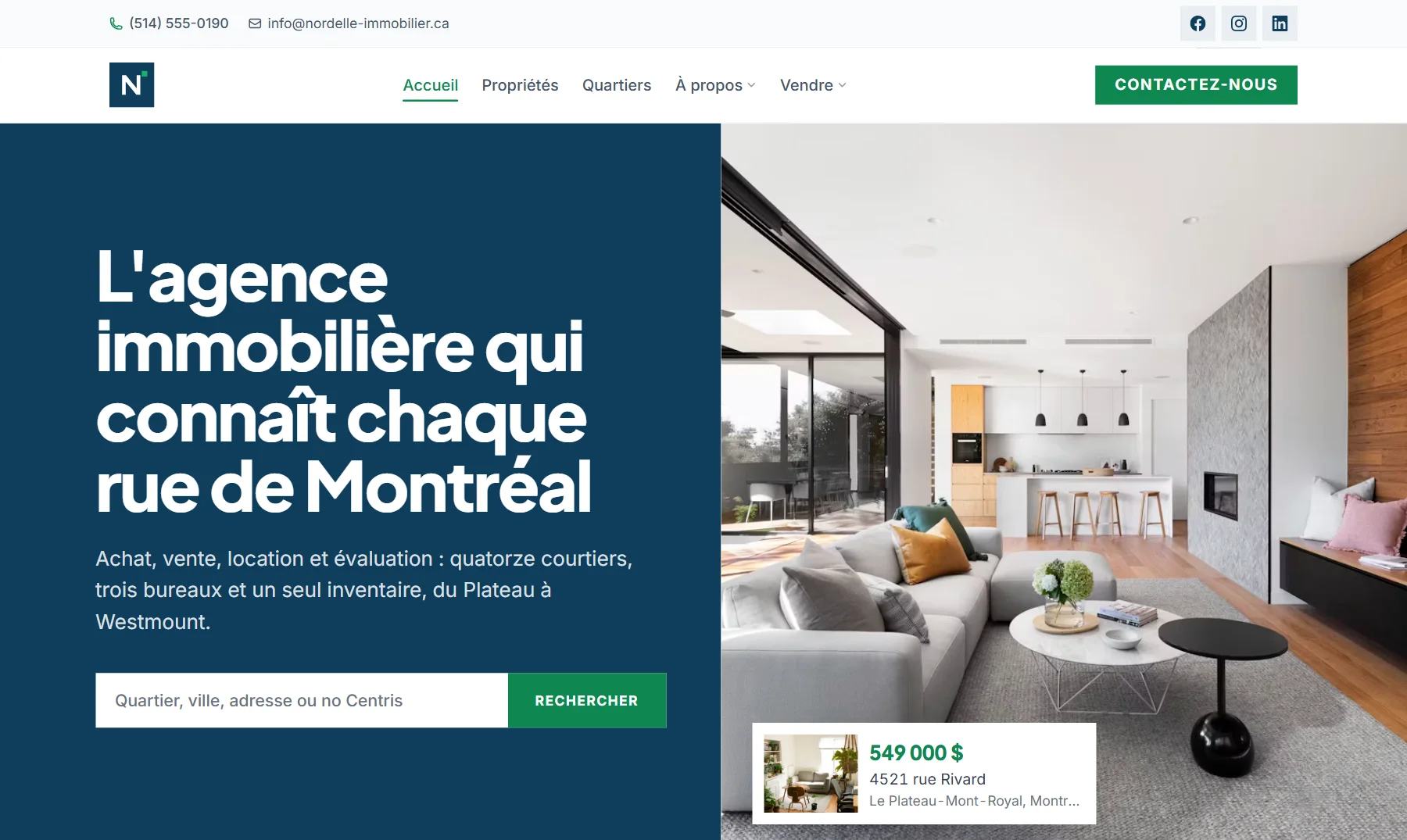 Site de courtier — design Portail agence